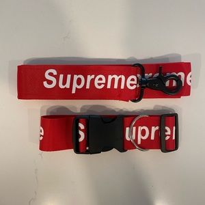 Matching Supreme style nylon dog collar and leash